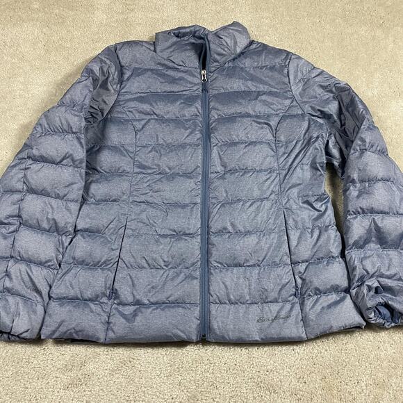 Eddie Bauer Down Puffer Jacket Womens L Blue Heather EB650 650 Fill Packable - Picture 1 of 8
